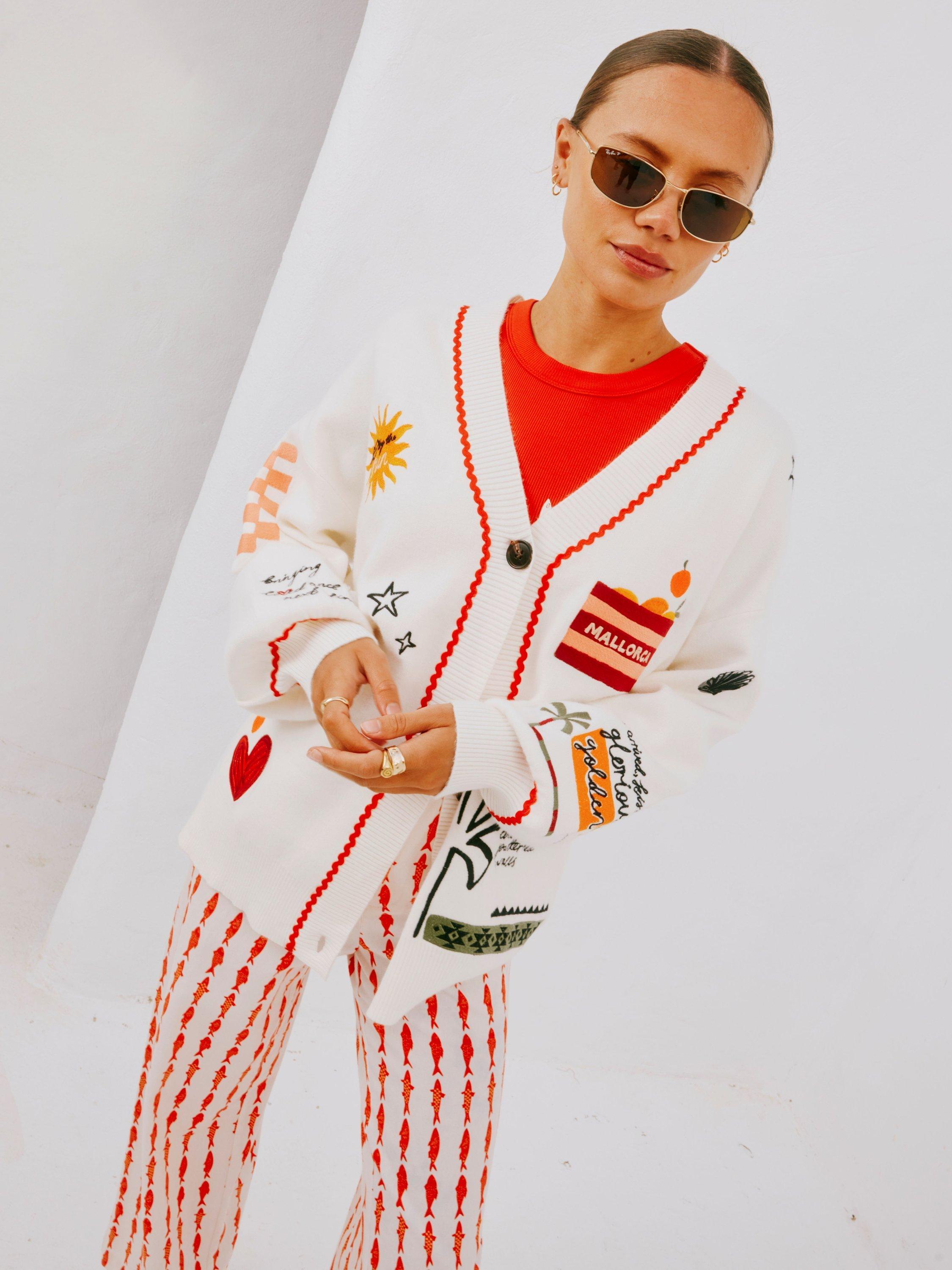Product image 5 of 5, which shows Never Fully Dressed Poema Balearic Islands Cardigan, White, XS
