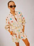 Never Fully Dressed Geanie Shell Print Shirt, Cream