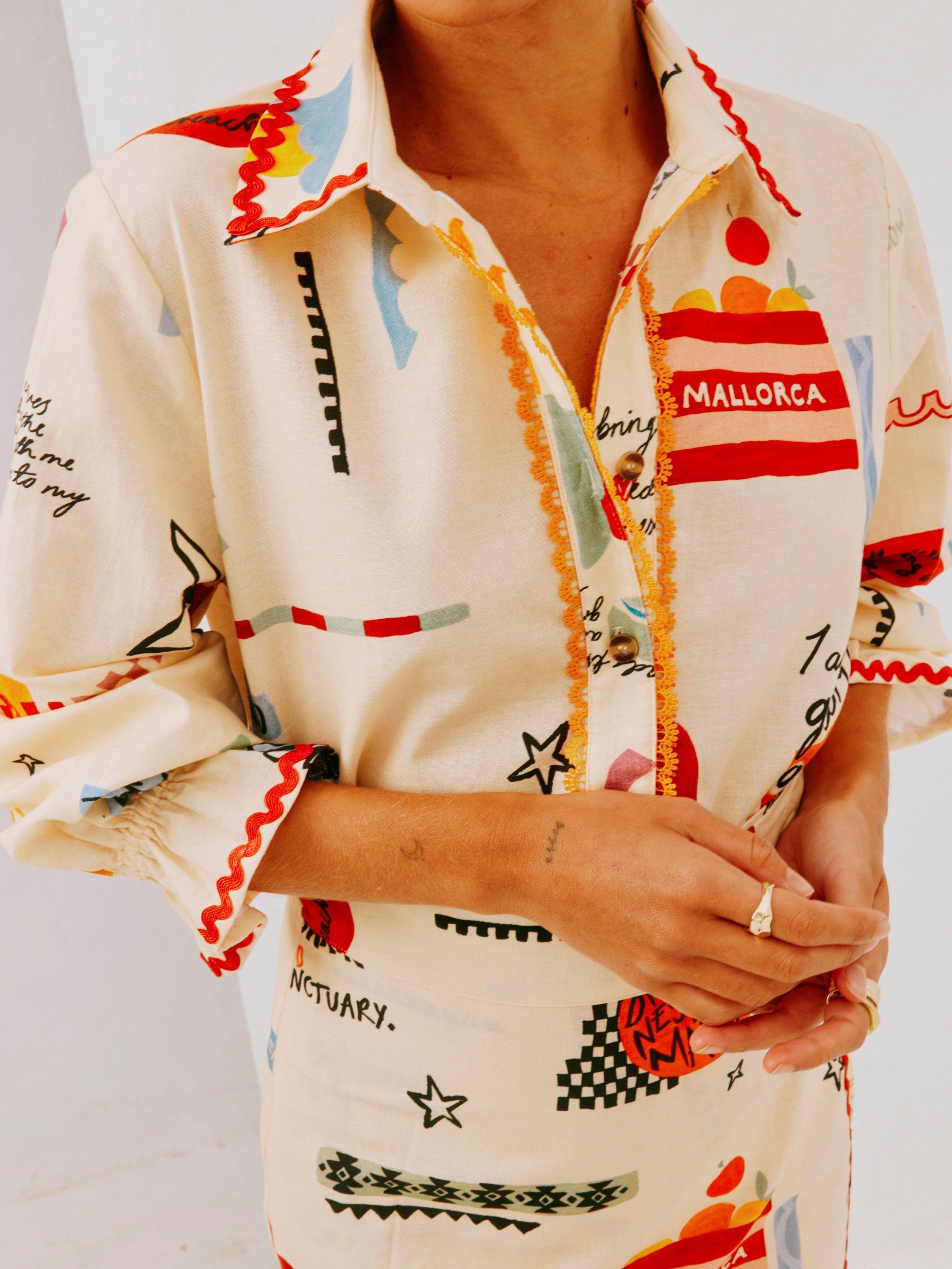 Product image 4 of 5, which shows Never Fully Dressed Geanie Poema Shirt, Cream, 6