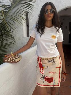 Never Fully Dressed Poema Jaspre Mini Skirt, Cream, Cream