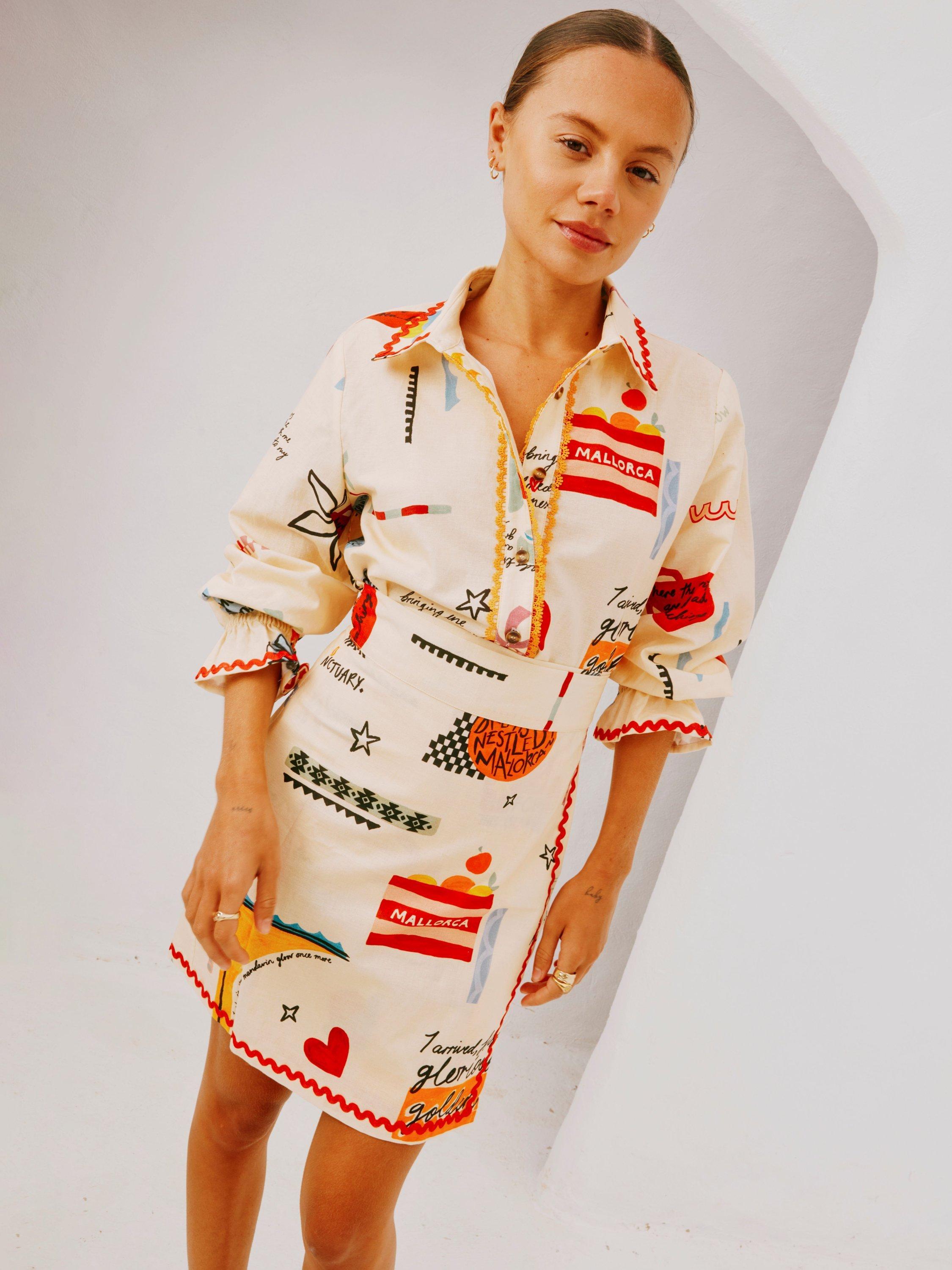 Product image 2 of 4, which shows Never Fully Dressed Poema Jaspre Mini Skirt, Cream, 6