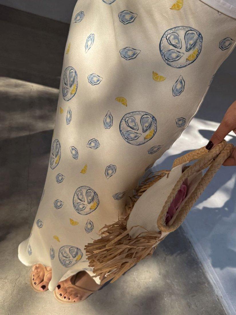 Product image 3 of 5, which shows Never Fully Dressed Dorris Oyster Print Skirt, White, 6