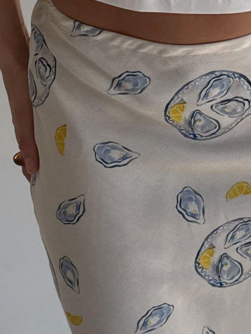 Product image 4 of 5, which shows Never Fully Dressed Dorris Oyster Print Skirt, White, 6