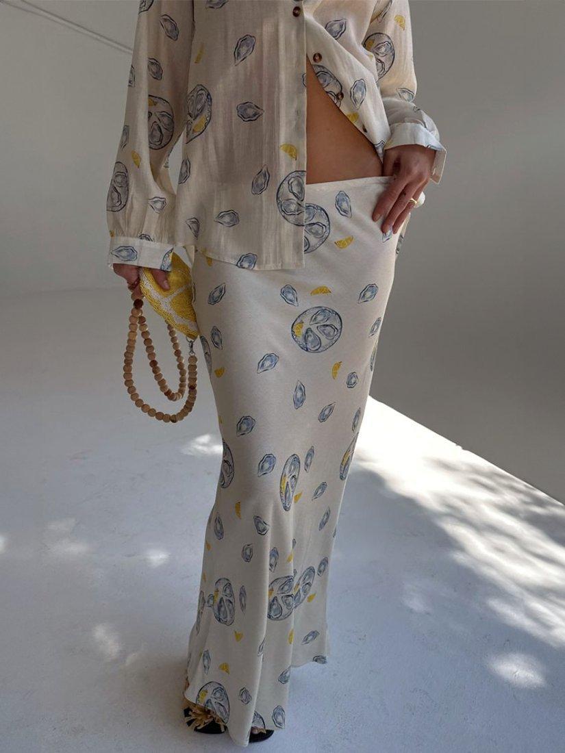 Product image 5 of 5, which shows Never Fully Dressed Dorris Oyster Print Skirt, White, 6