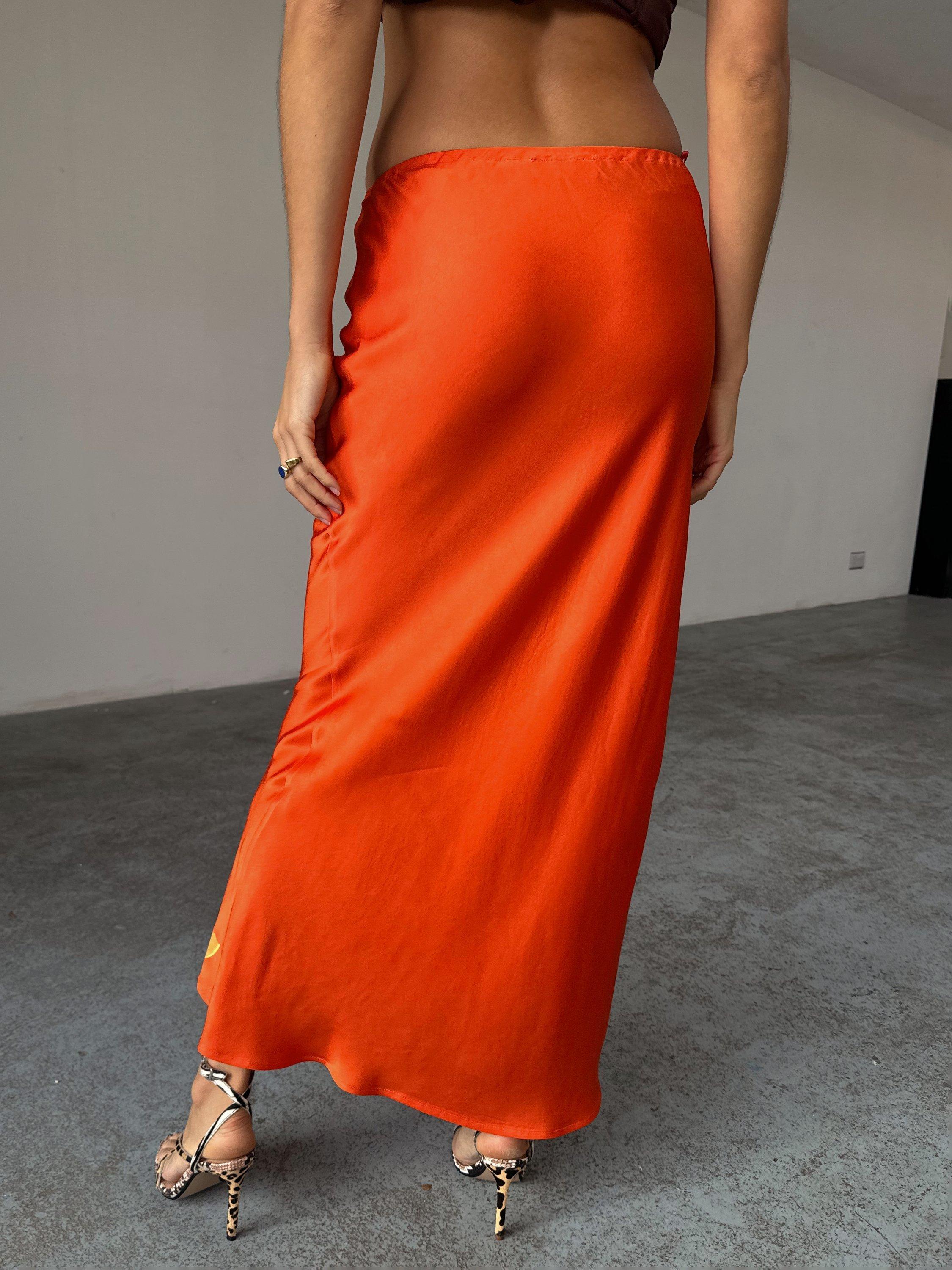 Product image 3 of 4, which shows Never Fully Dressed Rio Dorris Maxi Skirt, Orange, 6