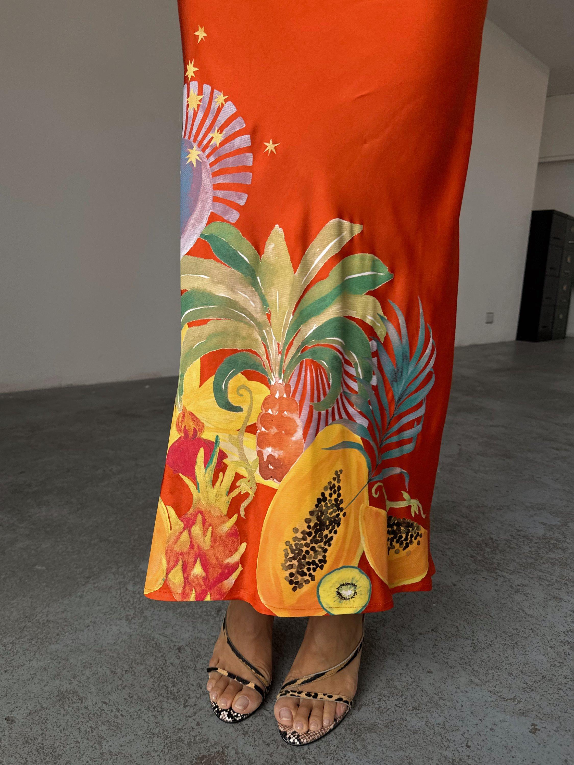 Product image 4 of 4, which shows Never Fully Dressed Rio Dorris Maxi Skirt, Orange, 6