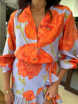 Never Fully Dressed Jaspre Poppy Frill Mini Skirt, Blue - view 2, Blue