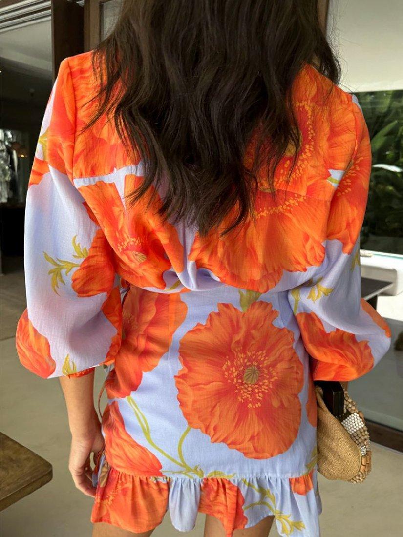 Product image 5 of 5, which shows Never Fully Dressed Jaspre Poppy Frill Mini Skirt, Blue, 6