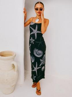 Never Fully Dressed Seashell Mesh Cami Dress, Black - view 2, Black