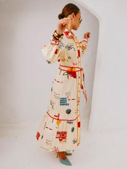 Never Fully Dressed Poema Graphic Shirt Dress, Cream - view 2, Cream