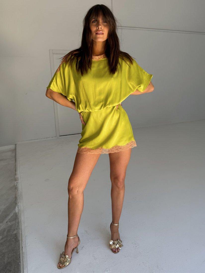 Product image 4 of 5, which shows Never Fully Dressed Tilly Laced Mini Dress, Olive, 6