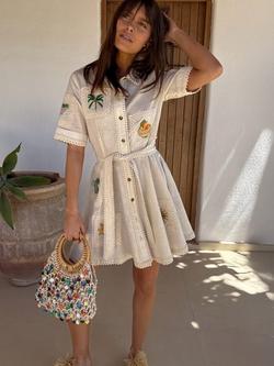 Never Fully Dressed Lauren Isla Patchwork Dress, Cream, Cream