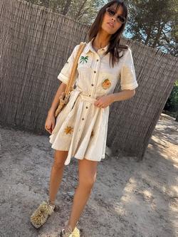 Never Fully Dressed Lauren Isla Patchwork Dress, Cream - view 2, Cream