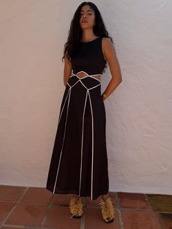 Never Fully Dressed Esme Contrast Trim Dress, Black, Black