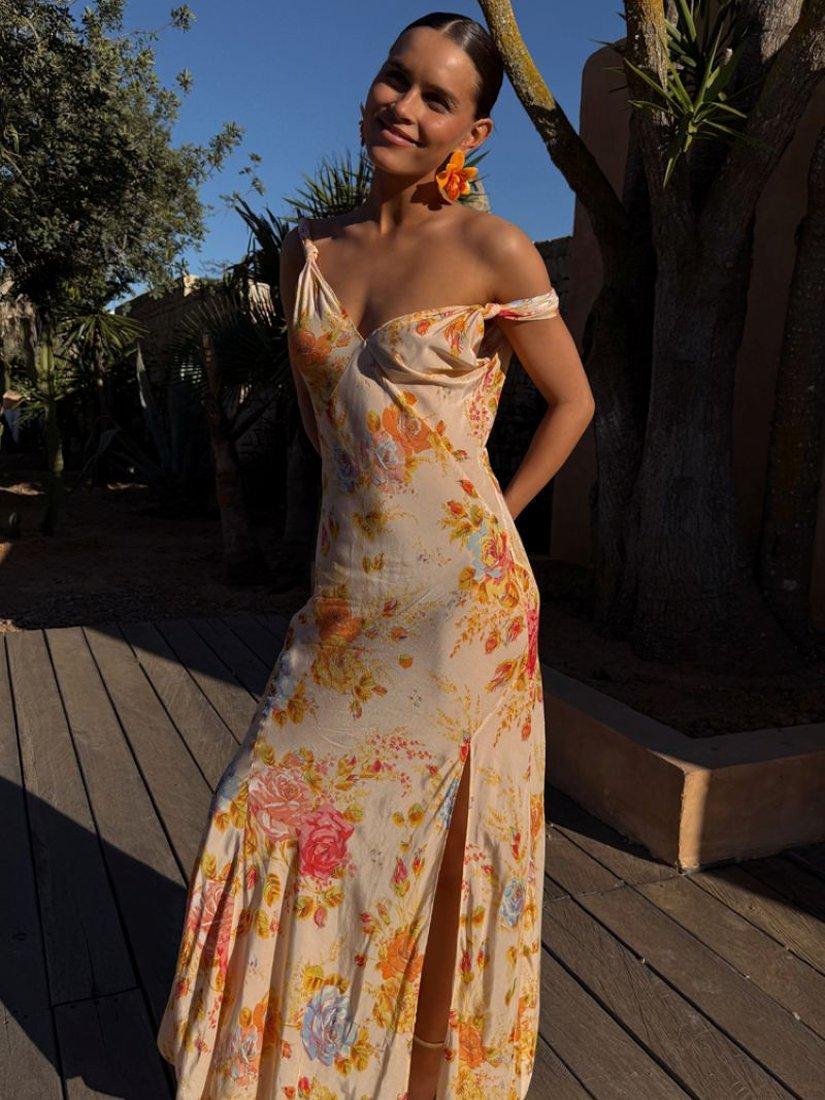 Product image 8 of 8, which shows Never Fully Dressed Sofia Floral Maxi Dress, Cream, 6