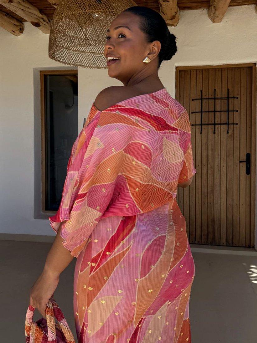 Product image 3 of 5, which shows Never Fully Dressed Tilly Abstract Fleck Dress, Pink, XS