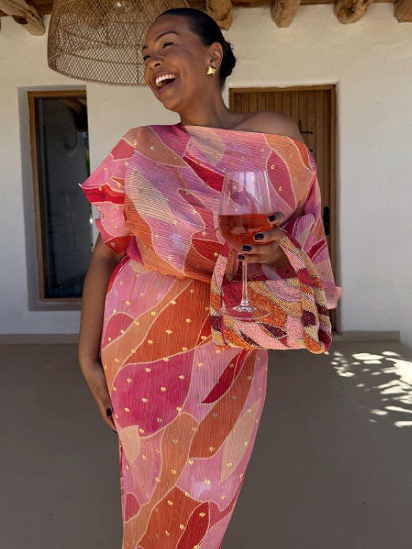 Product image 5 of 5, which shows Never Fully Dressed Tilly Abstract Fleck Dress, Pink, XS