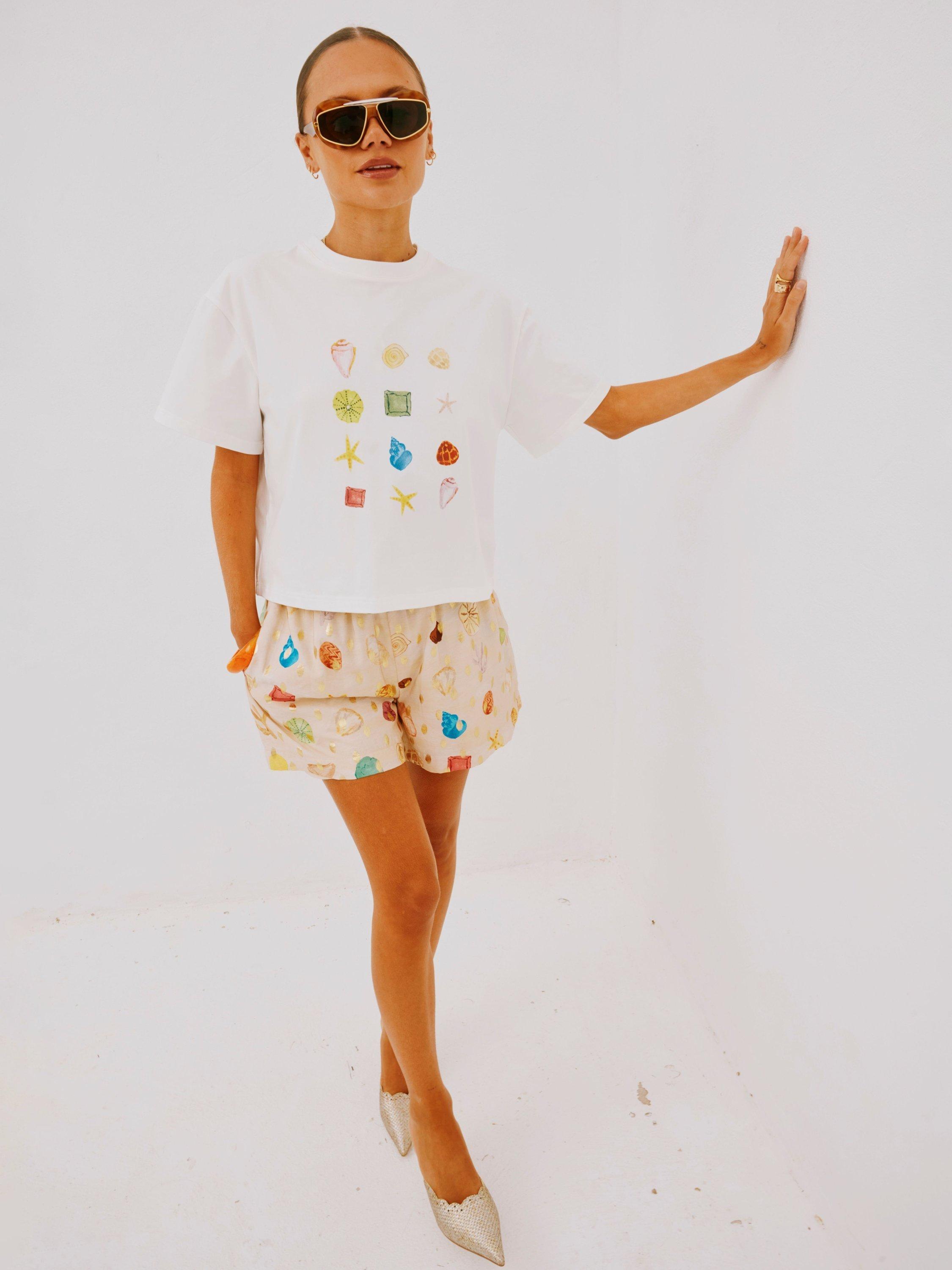 Product image 1 of 5, which shows Never Fully Dressed Ioana Shell T-Shirt, White, XS