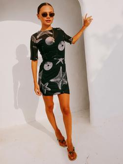 Never Fully Dressed Seashell Mesh T-Shirt, Black, Black