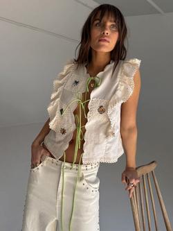 Never Fully Dressed Isla Tia Ruffle Top, Cream, Cream