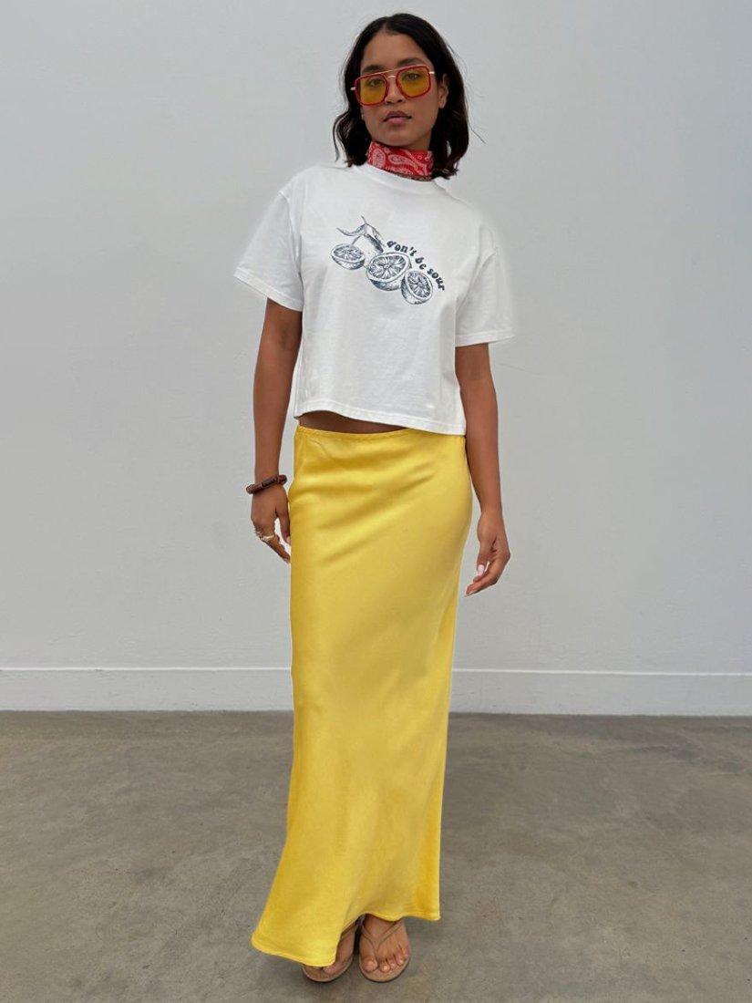 Product image 1 of 5, which shows Never Fully Dressed Don't Be Sour T-Shirt, White, XS