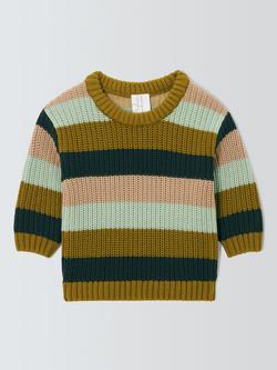 John Lewis Baby Stripe Knit Jumper, Multi, Multi