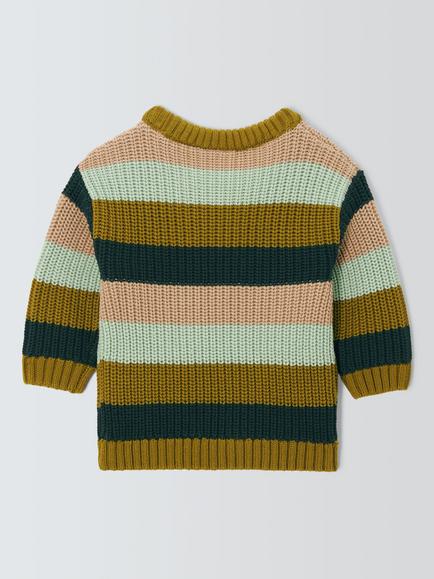 John Lewis Baby Stripe Knit Jumper, Multi - view 2, Multi