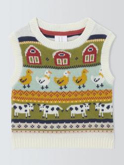 John Lewis Baby Farm Knit Vest, Multi, Multi