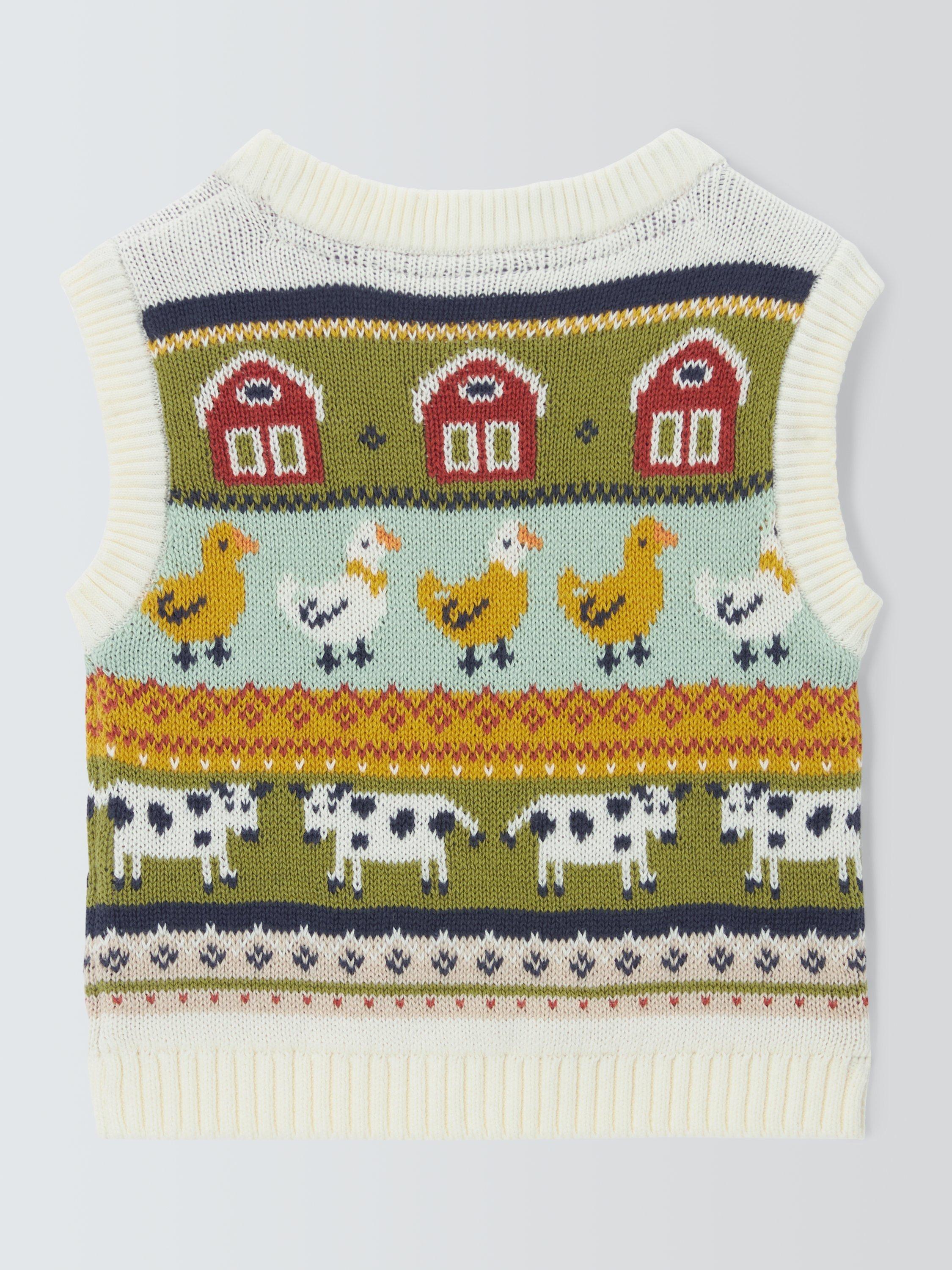 Product image 2 of 3, which shows John Lewis Baby Farm Knit Vest, Multi, 0-3 months