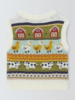 John Lewis Baby Farm Knit Vest, Multi - view 2, Multi