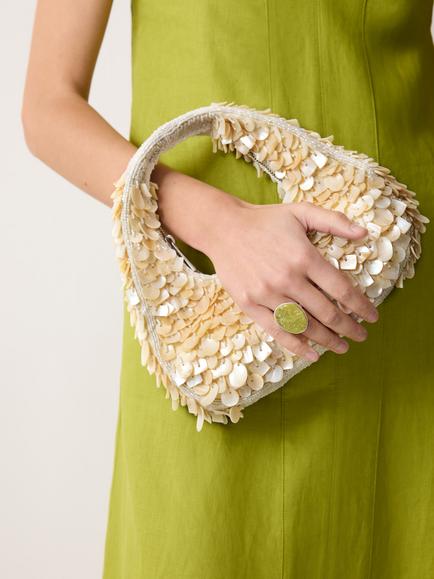 Jigsaw Tay Shell Embellished Mini Clutch Bag, Natural - view 2, Natural