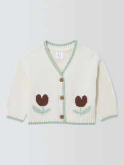 John Lewis Baby Tulip Cardigan, Natural, Natural