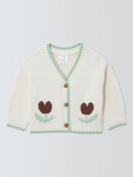 John Lewis Baby Tulip Cardigan, Natural, Natural