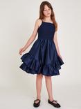 Monsoon Kids' Clariska Sleeveless Shirred Dress, Navy