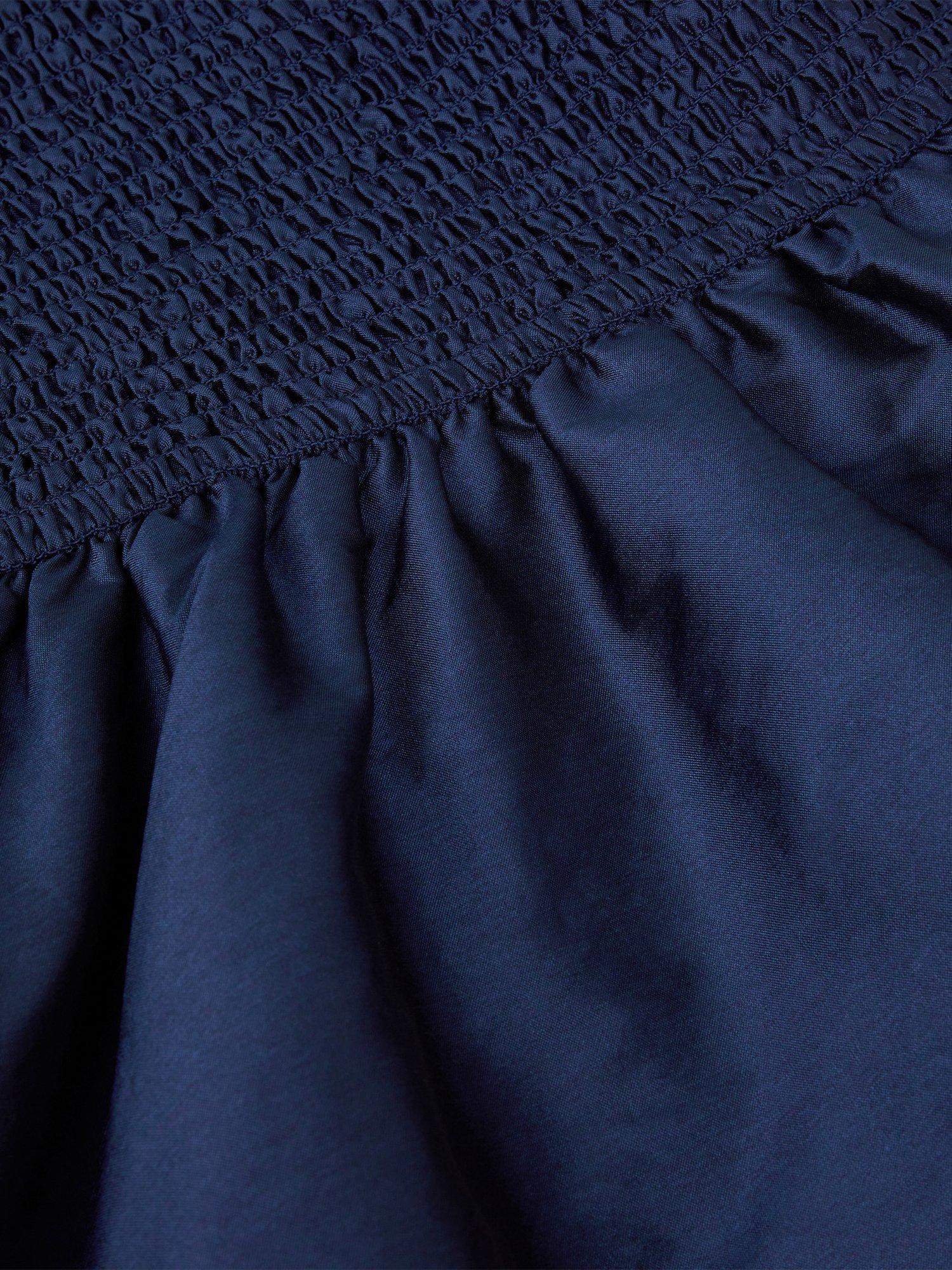 Product image 4 of 4, which shows Monsoon Kids' Clariska Sleeveless Shirred Dress, Navy, 9 years