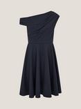 Monsoon Kids' One-Shoulder Sequin Skater Dress, Navy