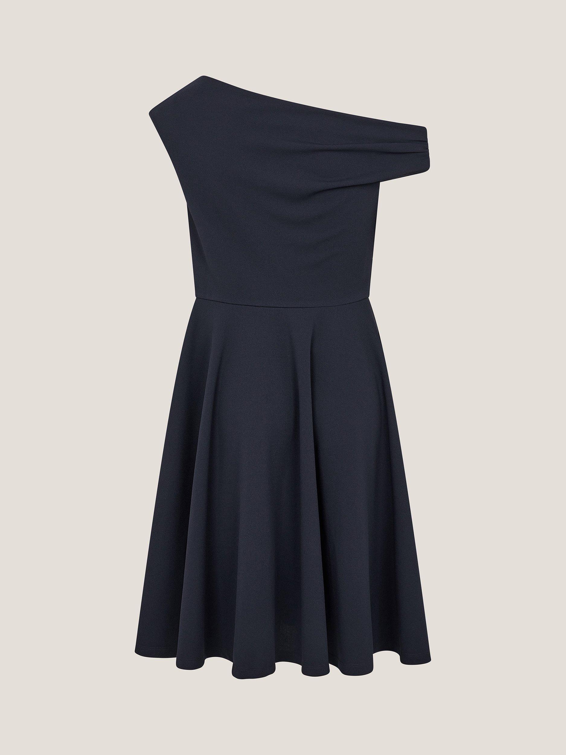 Product image 2 of 3, which shows Monsoon Kids' One-Shoulder Sequin Skater Dress, Navy, 9 years