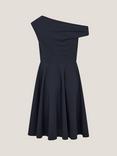 Monsoon Kids' One-Shoulder Sequin Skater Dress, Navy