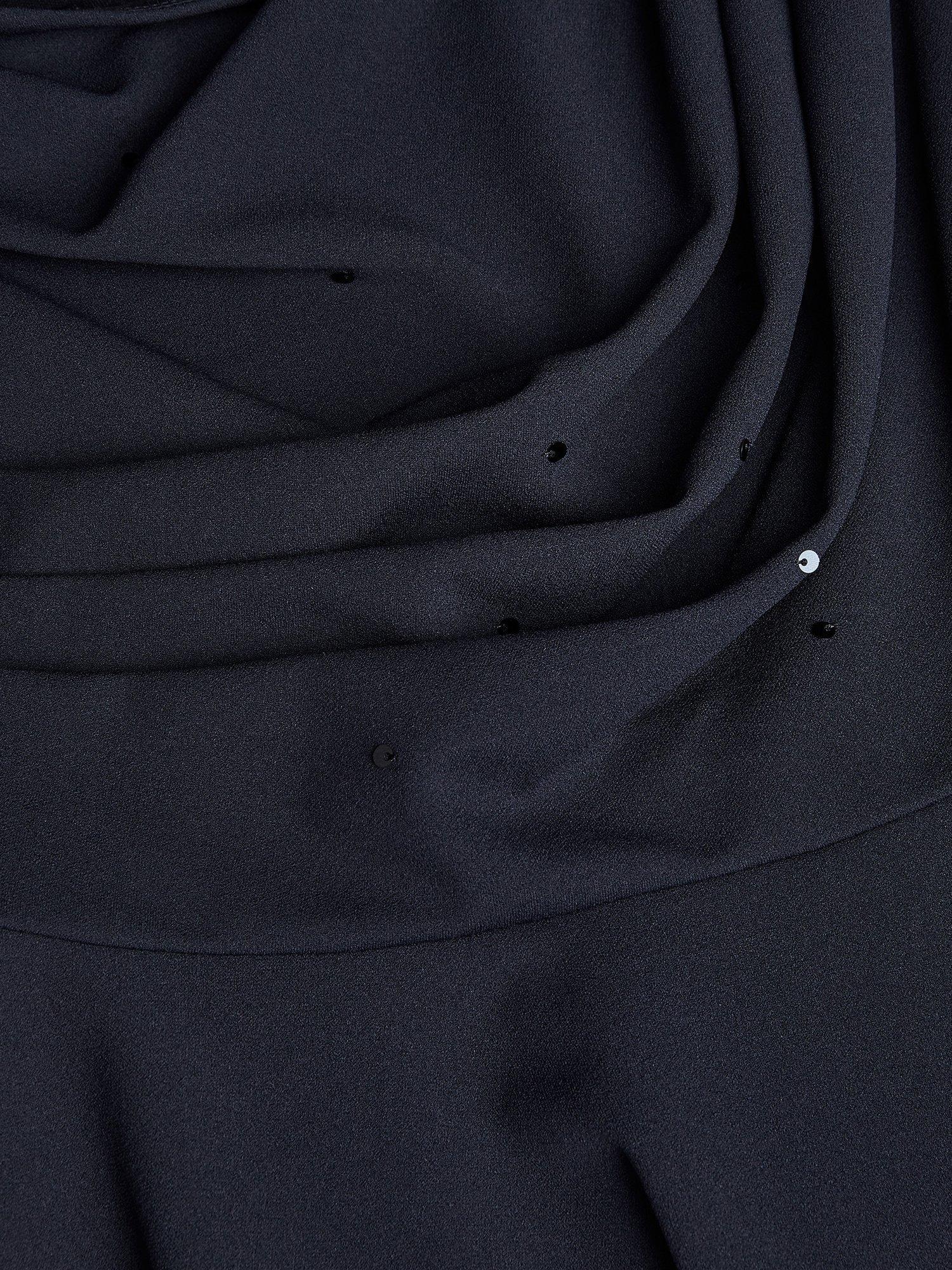 Product image 3 of 3, which shows Monsoon Kids' One-Shoulder Sequin Skater Dress, Navy, 9 years