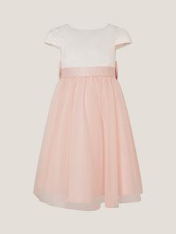 Monsoon Kids' Satin Tulle Short Sleeved Bridesmaid Dress, Pink