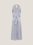 Monsoon Kids' Tia Satin Twist Front Halterneck Prom Dress, Pale Blue