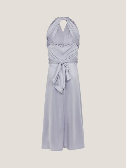 Monsoon Kids' Tia Satin Twist Front Halterneck Prom Dress, Pale Blue - view 2, Pale Blue