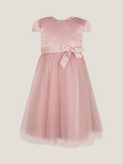 Monsoon Kids' Short Sleeved Tulle Dress, Pink, Pink