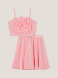 Monsoon Kids' Corsage Top and Skirt Set, Pale Pink
