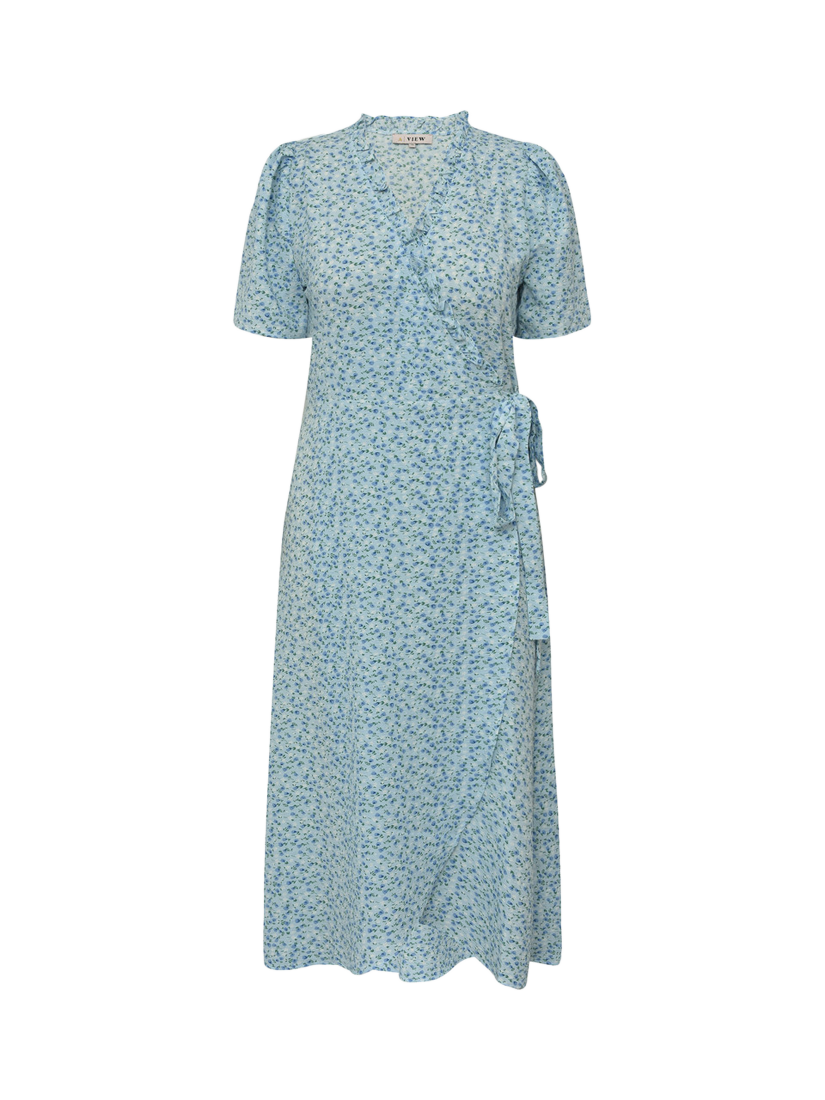 A-VIEW Peony Floral Wrap Dress, 091 Blue/White