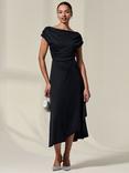 Jolie Moi Cowl Neck Draped Midi Dress, Black