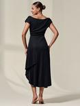 Jolie Moi Cowl Neck Draped Midi Dress, Black