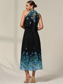 Jolie Moi Floral Pleated Maxi Dress - view 2, Blue