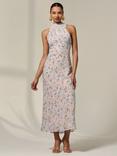 Jolie Moi Floral Halterneck Midaxi Dress, Beige
