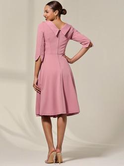 Jolie Moi Round Collar Midi Dress, Mauve Pink - view 2, Mauve Pink